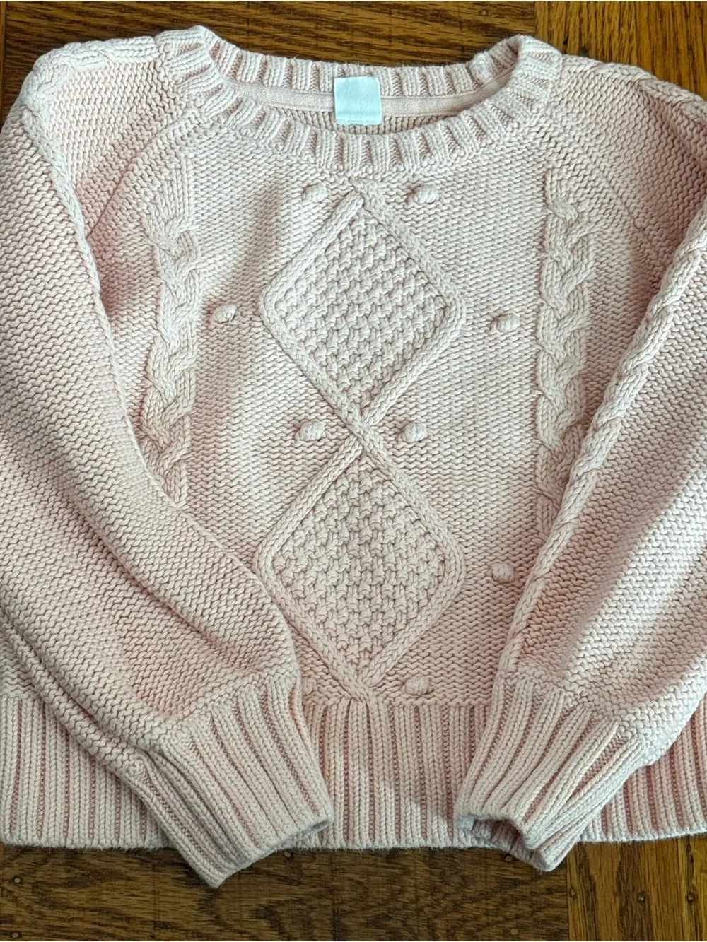 GAP Light Pink Cable Knit Crewneck Sweater